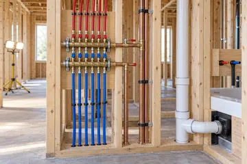 Illustration of new-construction plumbing rough-in