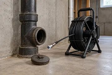 Illustration of sewer line camera inspection